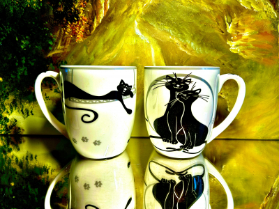 Set: 2 Tassen Katzen