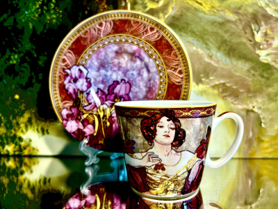Gedeck 2tlg.: Tasse + Untertasse Alfons Mucha