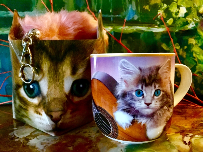 Tasse Katze + Schlüsselanhänger