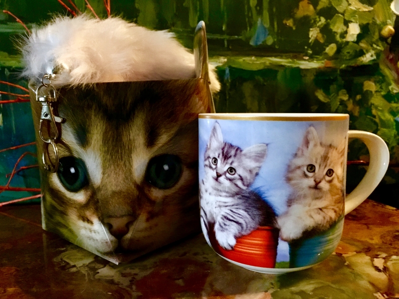 Tasse Katze + Schlüsselanhänger